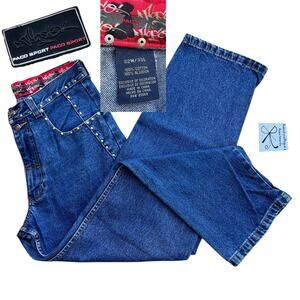 Paco Sport Studded Embellished Denim Jeans Sz 32W/33L